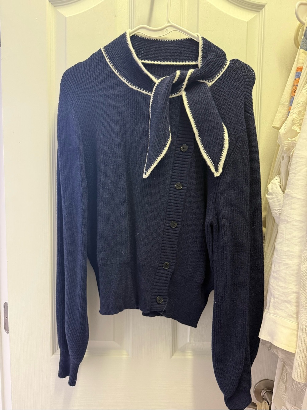 Commense Navy Tie Neck Knit Top - Picture 5 of 8